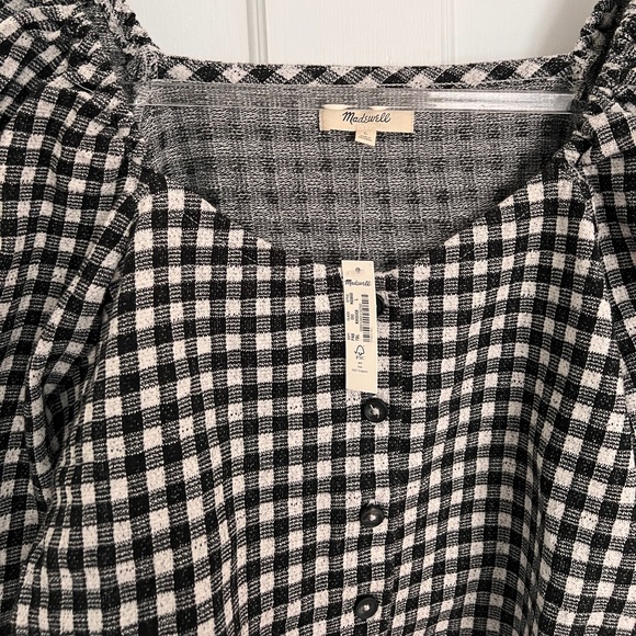 NWT Madewell Puffed-Sleeve Gingham Cropped Top - Picture 3 of 5